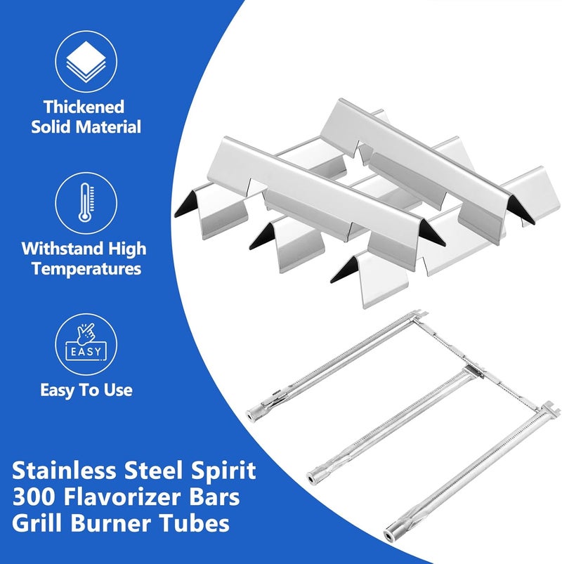 Grillflame Spirit II E310 Parts 7636 Flavorizer Bars Burners for Weber Spirit Grill Parts Spirit 2 Replacement Parts GS4 Series 300 E-310 S-310 E-320 S-320 E-330 S-330 ii E-310 ii 330 Flavor Bars Burner Covers - Image 5